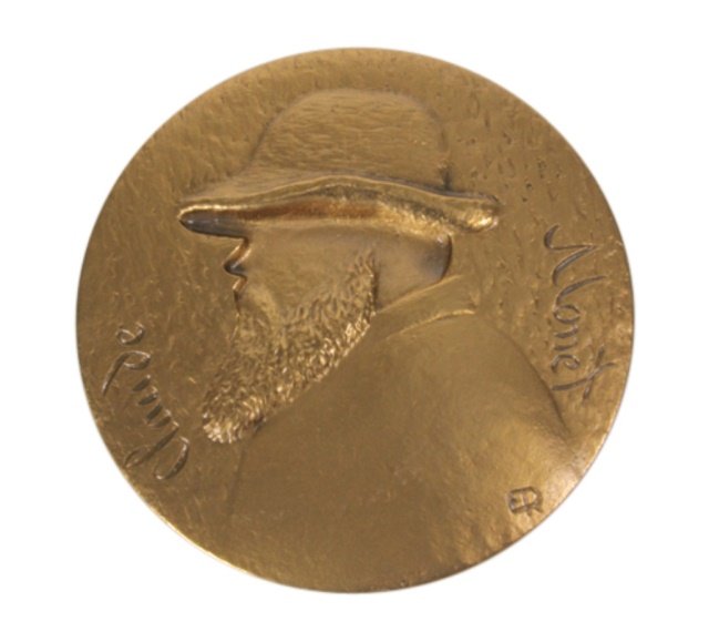 Claude Monet Bronze Medallion: Est. $ 20 - 50 Claude Monet Bronze Medallion. 55mm. Profile of Claude Monet. Edge marked 1988, Bronze.