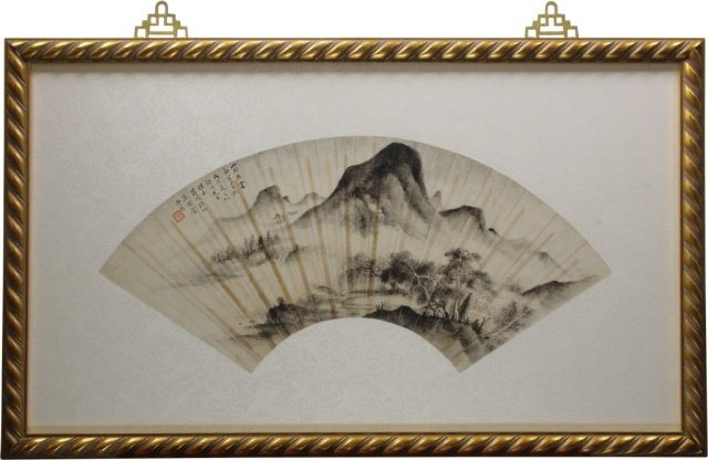Vintage Framed Asian Fan Panel (1 of 4)
