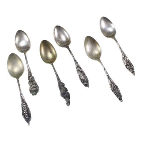 Six Sterling Watson Co. Demitasse Spoons: Est. $ 40 - 60 Six Sterling Watson Co. Demitasse Spoons. Marked with Watson Co. symbol and Sterling. Spoons are approx. 3.75 inches long and total weight is approx. 46.3 grams.