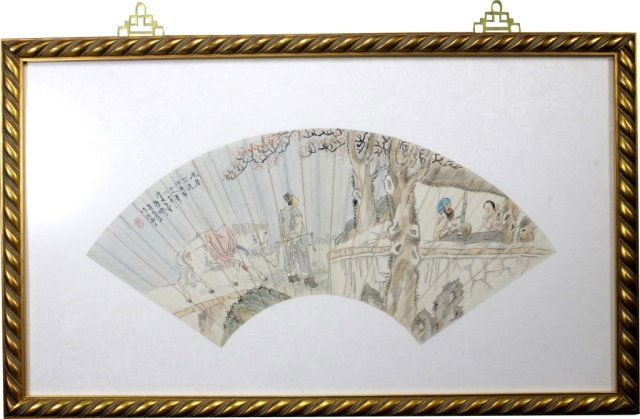 Vintage Framed Asian Fan Panel (1 of 5)