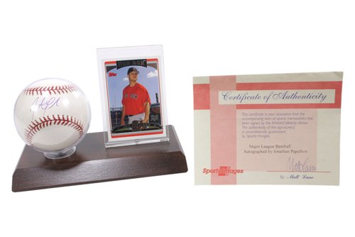 Jon Papelbon Red Sox Signed Baseball with Card (1 of 2)