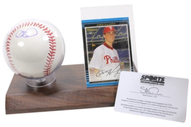 Cole Hamels Phillies Signed Baseball with Card (1 of 2)