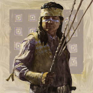 JE Knauf   'Prayer Sticks II': JE Knauf (American, b. 1948) 'Prayer Sticks II' Oil on panel ; 48 x 48 (in) Signed JE Knauf, lower middle