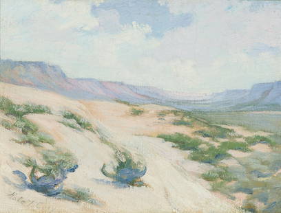 Kate Cory 'Untitled' (Desert Scene): Kate Cory (American, 1861-1958) 'Untitled (Desert Scene)' Oil on canvas ; 10.5 x 13.5 (in) Signed Kate T Cory, lower left