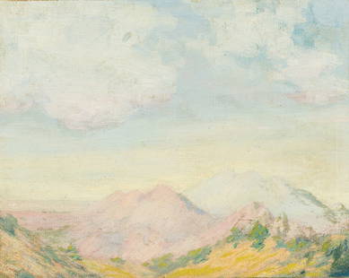 Kate Cory 'Untitled' (Mountain Scene): Kate Cory (American, 1861-1958) 'Untitled (Mountain Scene)' Oil on canvas ; 9 x 12 (in) Signed K Cory, lower left