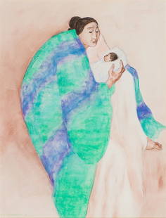 R.C. Gorman 'Untitled': R.C. Gorman (American, 1931-2005) 'Untitled' Watercolor on paper ; 40 x 30 (in) Signed R C Gorman, lower left