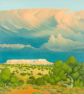 John Farnsworth 'Untitled: John Farnsworth (American, b 1941) 'Untitled Landscape' 1985 Oil on canvas ; 90 x 80 (in) Signed and dated John Farnsworth '85, lower right