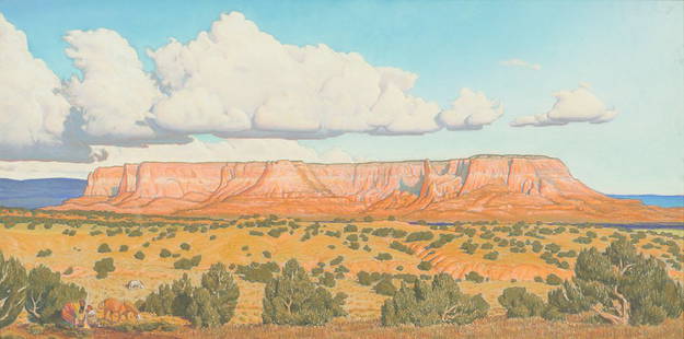 John Farnsworth 'Zuni Sacred Mountain': John Farnsworth (American, b. 1941) 'Zuni Sacred Mountain' 1970 Pastel on paper ; 17.5 x 35.5 (in) Unsigned