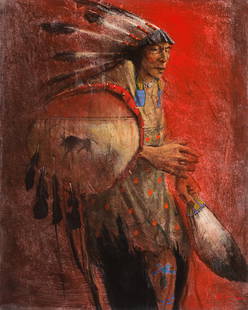 Mike Larsen 'Defiant': Mike Larsen (American, b. 1945) 'Defiant' Acrylic on canvas ; 50 x 40 (in) Signed Larsen, lower right