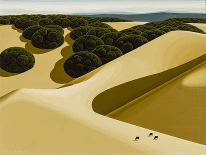 Eyvind Earle 'Gaviota Pass': Eyvind Earle (American, 1916-2000) 'Gaviota Pass' 1969 Acrylic on board ; 17.625 x 23.625 (in) Signed and dated Eyvind Earle 69, lower left
