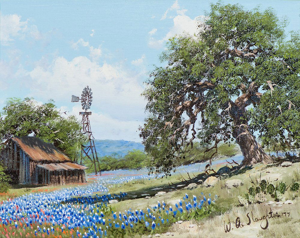 William Slaughter  'Ranch Scene with Blue Bonnets' (1 of 3)