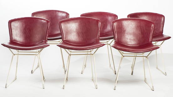 Harry Bertoia 'Knoll Side Chairs': Harry Bertoia (American, 1915-1978) 'Knoll Side Chairs (set of 6)' 1952 Leather and metal ; 29.5 x 24.5 x 24.5 (in) Dimensions are of each chair