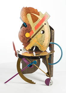 Jay Stanger 'Chair #1': Jay Stanger (American, b. 1956) 'Chair #1' Wood and steel ; 43.5 x 31 x 25 (in)