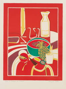 Françoise Gilot 'La Pastèque et l'Ananas': Françoise Gilot (French, b. 1921) 'La Pastêque et l'Ananas' 1976 Lithograph ed 32 of 100; 30 x 22 (in) Signed in pencil Françoise Gilot, lower right