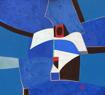 Françoise Gilot 'Blue Equation of a Tree': Françoise Gilot (French, b. 1921) 'Blue Equation of a Tree' 1996 Oil on canvas ; 34.25 x 34 (in) Signed F Gilot, lower right F.G. Archives 1255 March to September 1996, verso Illustrated on Page 65