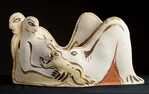 Akio Takamori 'Untitled': Akio Takamori (Japanese, American, 1950-2017) 'Untitled' Ceramic ; 11.25 x 20.5 x 5.5 (in) Signed Akio, back