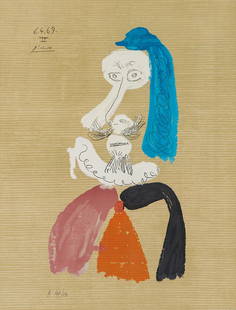 Pablo Picasso '6.4.69 II': Pablo Picasso (Spanish, French, 1881-1973) '6.4.69 II (Portrait Imaginaire Series)' 1969 Lithograph ed A49 of 250; 26 x 20 (in) Signed in stone Picasso, upper left Printed by Marcel Salinas and