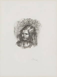 Pierre Auguste Renoir 'Claude Renoir, la tête ...': Pierre Auguste Renoir (French, 1841-1919) 'Claude Renoir, la tête baissée (D.; S. 39)' 1904 Lithograph edition of 950; 5.5 x 9.375 (in) Signed in the stone Renoir, lower left Part of the Douze