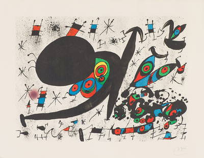 Joan Miró 'Homenatge à Joan Prats': Joan Miró (Spanish, French, 1893-1983) 'Homenatge à Joan Prats (M. 727; C. 153)' 1971 Lithograph in color on Guarro paper VIII/X set aside from an edition of 75; 27.75 x 35.5 (in) Signed in pencil