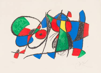 Joan Miró 'Lithograph II Plate VIII': Joan Miró (Spanish, French, 1893-1983) 'Lithograph II Plate VIII (C. 198: M. 1044)' 1975 Lithograph in colors on Arches paper LXIX of LXXX; 17.75 x 24.25 (in) Signed in pencil, Miró, lower right