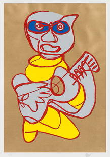 Karel Appel 'Gilt Edge Singing Hands': Karel Appel (Dutch, 1921-2006) 'Gilt Edge Singing Hands' 1978 Silkscreen on foil Épreuves d'Artiste from an edition of 125; 41 x 30 (in) Signed in pencil Appel, lower right Printed at Editions