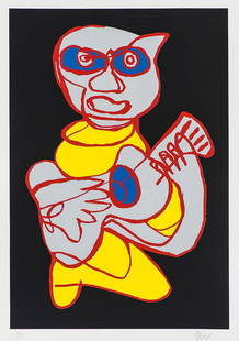 Karel Appel 'Kool Luke Singing Hands': Karel Appel (Dutch, 1921-2006) 'Kool Luke Singing Hands' 1978 Silkscreen on foil Épreuves d'Artiste from an edition of 125; 41 x 30 (in) Signed in pencil Appel, lower right Printed at Editions Press