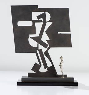 Ernest Trova 'F.M. Gox (Tristan Gox): Ernest Trova (American, 1927-2009) 'F.M. Gox (Tristan Gox)' 1976 Bronze and steel with black oxide patination ed 100 of 125; 11 x 8 x 3 (in) Incised E Trova, Base Published by Pace Editions, New