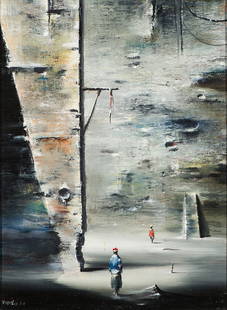 Robert Watson 'Wall Study #4': Robert Watson (American, 1923-2004) 'Wall Study #4' 1960 Oil on canvas ; 11.5 x 9 (in) Signed and dated R Watson 60, lower left O'Brien's Art Emporium tag, verso