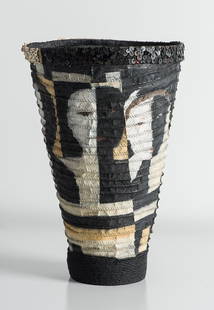 Carol Fay Stein 'Basket': Carol Fay Stein (American, 20th century) 'Basket' Waxed linen, wire, rice paper and shellac ; 19.25 x 13 x 13 (in) Unsigned
