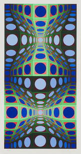 Victor Vasarely 'Pava': Victor Vasarely (Hungarian, French, 1906-1997) 'Pava' 1977-1978Serigraph on Arches white wove paper ed 207 of 250; 34 x 18 (in)Signed in pencil Vasarely, lower rightPublished by G. Falaize