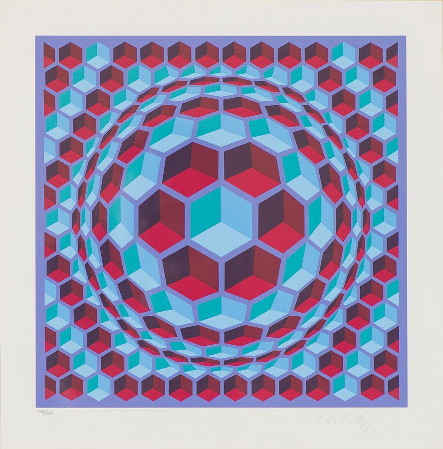 Victor Vasarely 'Untitled': Victor Vasarely (Hungarian, French, 1906-1997) 'Untitled' Screenprint ed 106 of 250; 14.25 x 14.25 (in) Signed in pencil Vasarely, lower right