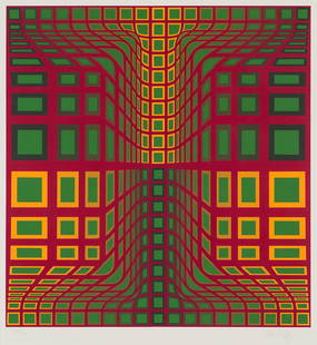 Victor Vasarely 'Kas Kas': Victor Vasarely (Hungarian, French, 1906-1997) 'Kas Kas'Serigraph ed 209 of 250; 26 x 23.5 (in)Signed in pencil Vasarely, lower right