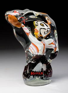 David Hopper 'X Human': David Hopper (American, b. 1946) 'X Human' 1986Glass; 12.25 x 8.5 x 4 (in)Signed and dated David Hopper 1986