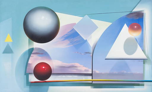 Masoud Yasami 'View from Palm Canyon': Masoud Yasami (American, b. 1949) 'View from Palm Canyon' 1984-1987Acrylic on canvas; 40 x 66 (in); Signed in pencil Yasami, lower left and versoElaine Horwitch Galleries tag, verso