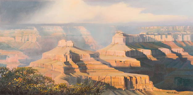 Charles Pabst 'Canyon Storm': Charles Pabst (American, b. 1950) 'Canyon Storm' ; Oil on Canvas ; 15 x 30 (in); Signed Chuck Pabst, lower right.