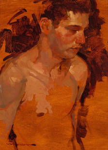 Joseph Lorusso 'Young Man Study': Joseph Lorusso (American, b. 1966) 'Young Man Study' ; Oil on Canvas ; 12 x 9 (in); Signed Lorusso, lower left.