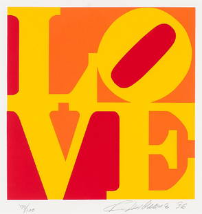 Robert Indiana 'The Book of Love': Robert Indiana (American, 1928 - 2018) 'The Book of Love' 1996; Serigraph in Colors on A.N.W. Crestwood Museum Edition Paper ed. 77 of 200; 24 x 20 (in); Signed and dated in pencil R Indiana '96, lowe