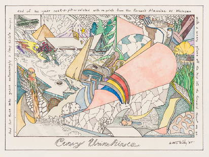 William Wiley 'Curvy Urinehives': William Wiley (American, b. 1937) 'Curvy Urinehives' 1967; Watercolor and Ink on Paper; 17.875 x 23.875 (in); Signed and dated in marker WM. T. Wiley '67', lower right.