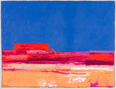 Dan Namingha Hopi Mesa: Dan Namingha (Native American, b. 1950) 'Hopi Mesa', 1983Acrylic on canvasSigned and dated Namingha 1983, lower leftTitled, versoThe Gallery Wall Fine Arts Galleries tag, verso