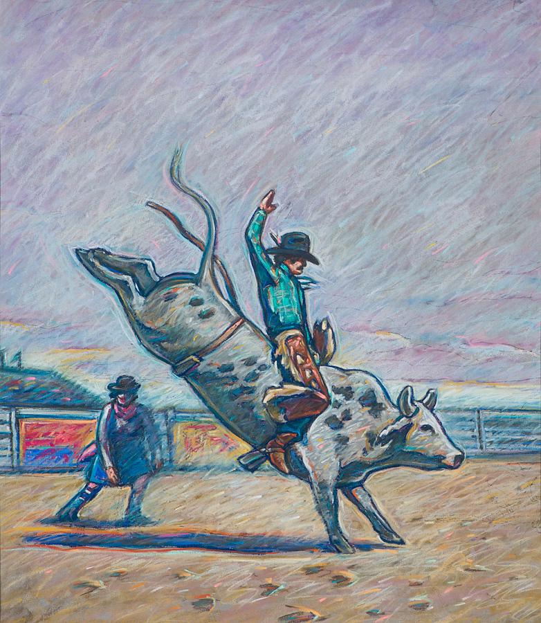 Howard Post Untitled (Bucking Bull): Howard Post (American, b. 1948) 'Untitled (Bucking Bull)' Pastel on paper Signed HE Post, lower left
