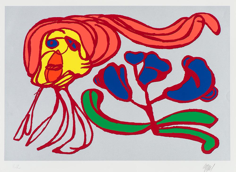 Karel Appel Silver Floating Flower Passion (1 of 1)