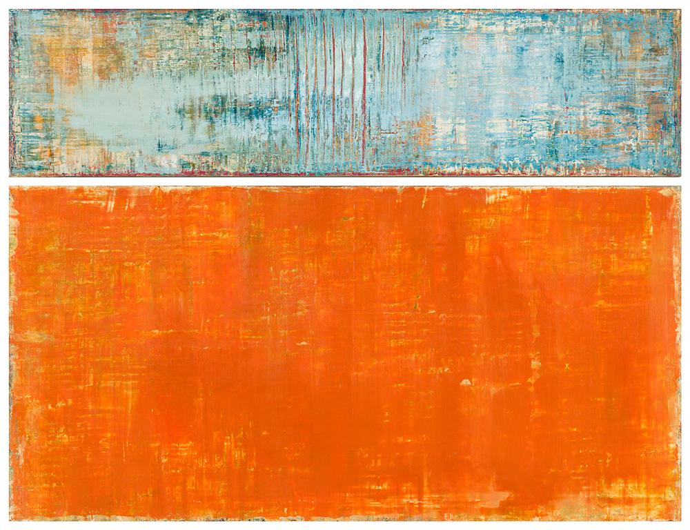 Hilario Gutierrez Desert Water: Hilario Gutierrez (American, b. 1950) 'Desert Water (diptych)''; Acrylic on canvas; Signed Hilario, lower left edge of canvas and verso; Titled, verso