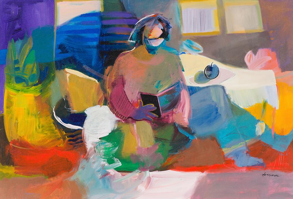 Hessam Abrishami Worryless Life: Hessam Abrishami (Iranian, b. 1951) 'Worryless Life', 1996'; Oil on canvas; Signed Hessam, lower right; Titled and dated, verso