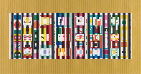 Yaacov Agam Coordination II: Yaacov Agam (Israeli, b. 1928) 'Coordination II' 1975 Serigraph ed. XCVI of CLIII Signed in pen Agam, lower right Desert Hill Gallery tag, verso.