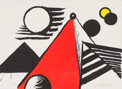 Alexander Calder Pyramid Rouge: Alexander Calder (American, 1898-1976) 'Pyramid Rouge' 1969 Lithograph ed. 34 of 75 Signed in pencil Calder, lower right