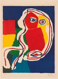 Karel Appel L'Hibou Rouge: Karel Appel (Dutch, 1921-2006) 'L'Hibou Rouge' 1969 Lithograph on Arches paper ed. 9 of 75 Signed and dated in pencil Appel 69, lower right Printer's blind stamp, lower left. Watermark, middle left