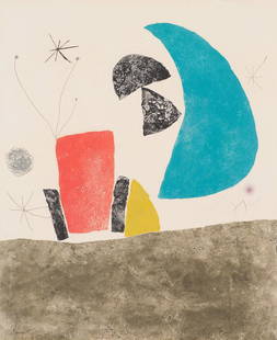 Joan Miró Plate VIII, from Espriu-Miró (D. 876...): Joan Miró (Spanish, 1893-1983) 'Plate VIII, from Espriu-Miró (D. 876, Cramer 876)' 1975 Etching and aquatint with carborundum on Guarro paper ed. 15 of 50 Signed in pencil Miró, lower right