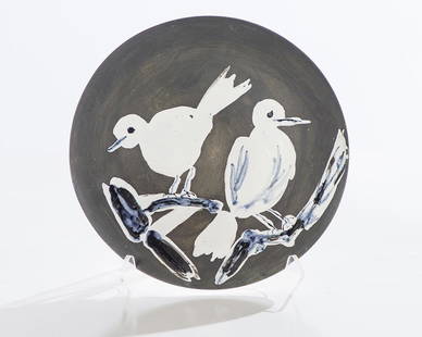 Pablo Picasso Two Birds No. 95 (A.R. 487): Pablo Picasso (Spanish, 1881-1973) 'Two Birds No. 95 (A.R. 487)' 1963 Ceramic ed. 25 of 150 Signed and numbered 25/150 Edition Picasso, verso N 95 Madoura, verso