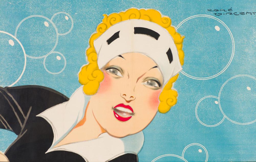 René Vincent Untitled (Woman with Bubbles): René Vincent (French, 1879-1936) 'Untitled (Woman with Bubbles)' Poster Signed in the plate René Vincent, upper right Collection of Elaine and Arnold Horwitch.