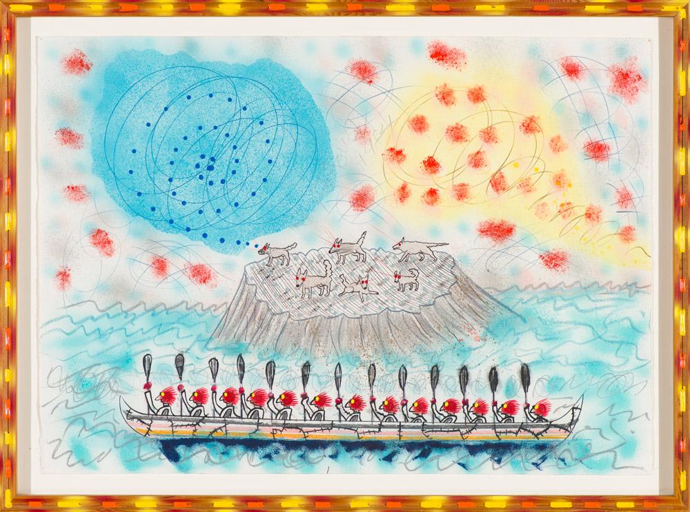 Roy De Forest Untitled (Dog Island): Roy De Forest (American, 1930-2007) 'Untitled (Dog Island)' 1984 Mixed media on paper Signed and dated Roy De Forest 1984, upper middle